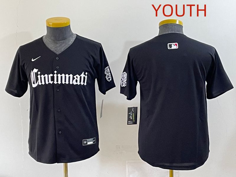 Youth 2025 Cincinnati Reds Blank Black Five generations Joint Name Nike MLB Jersey style 1->youth mlb jersey->Youth Jersey